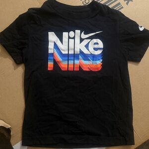 Nike Kids Black Tee with Colorful Logo